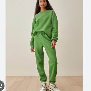 Reformation Kelly Green Crewneck Pullover Sweatshirt